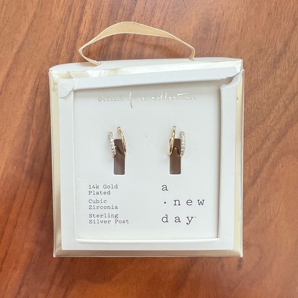 A New Day 14k Gold Plated Double Hoop Earrings - Picture 6 of 7